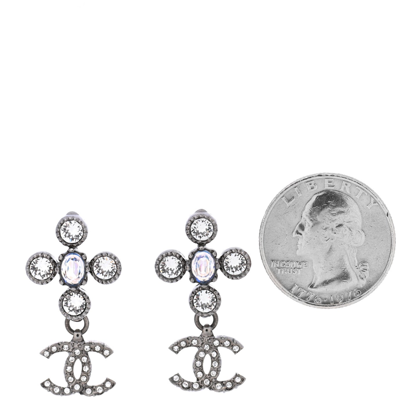 Ruthenium Crystal CC Drop Earrings