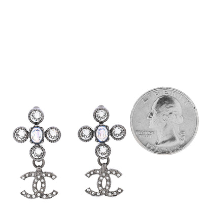 Chanel Ruthenium Crystal CC Drop Earrings 2 of 4