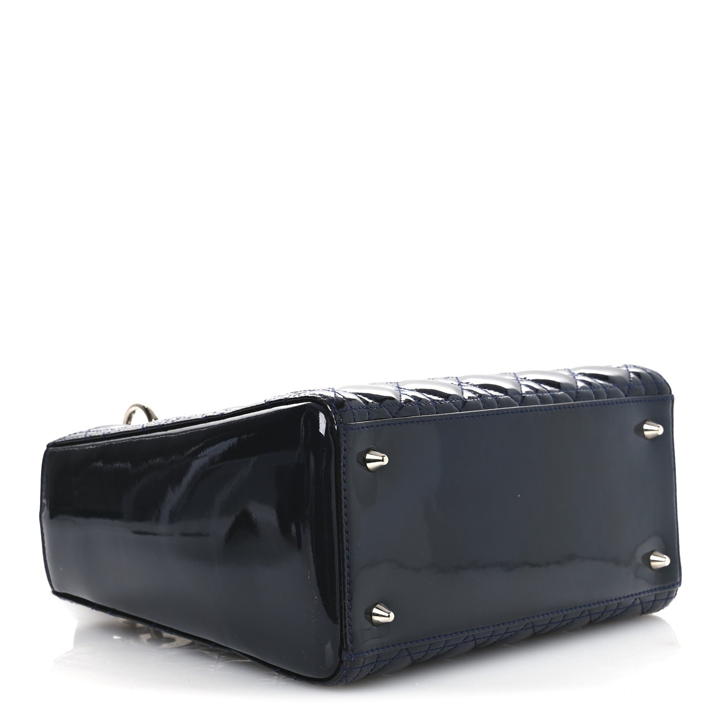 Patent Cannage Medium Lady Dior Navy Blue