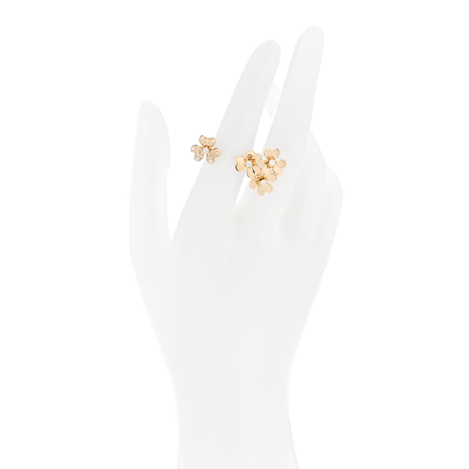 Van Cleef & Arpels 18K Yellow Gold Diamond Frivole Between The Finger Half Pave Ring 52 6 2 of 5