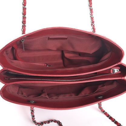 Chanel Grained Calfskin Quilted Large Zipped Shopping Tote Red 5 of 7