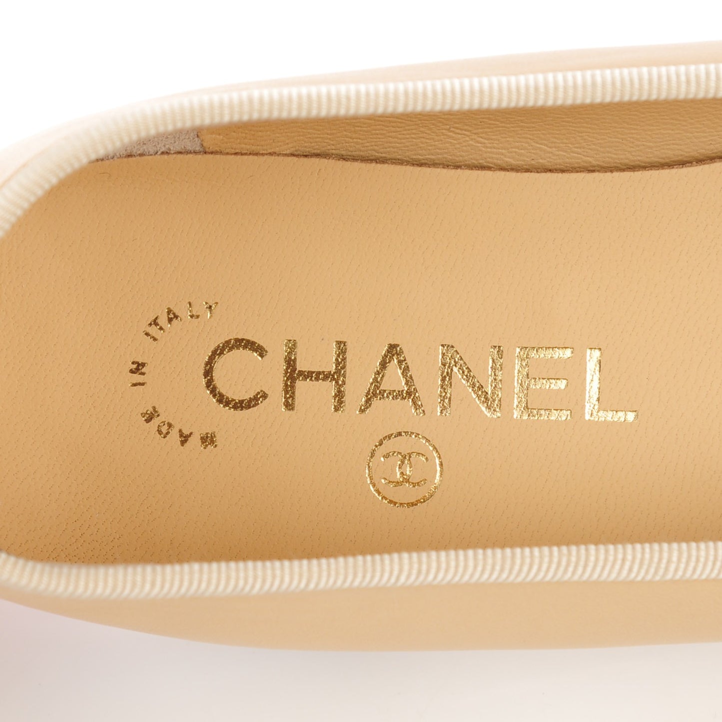 Lambskin Cap Toe CC Ballerina Flats 36.5 Beige Black