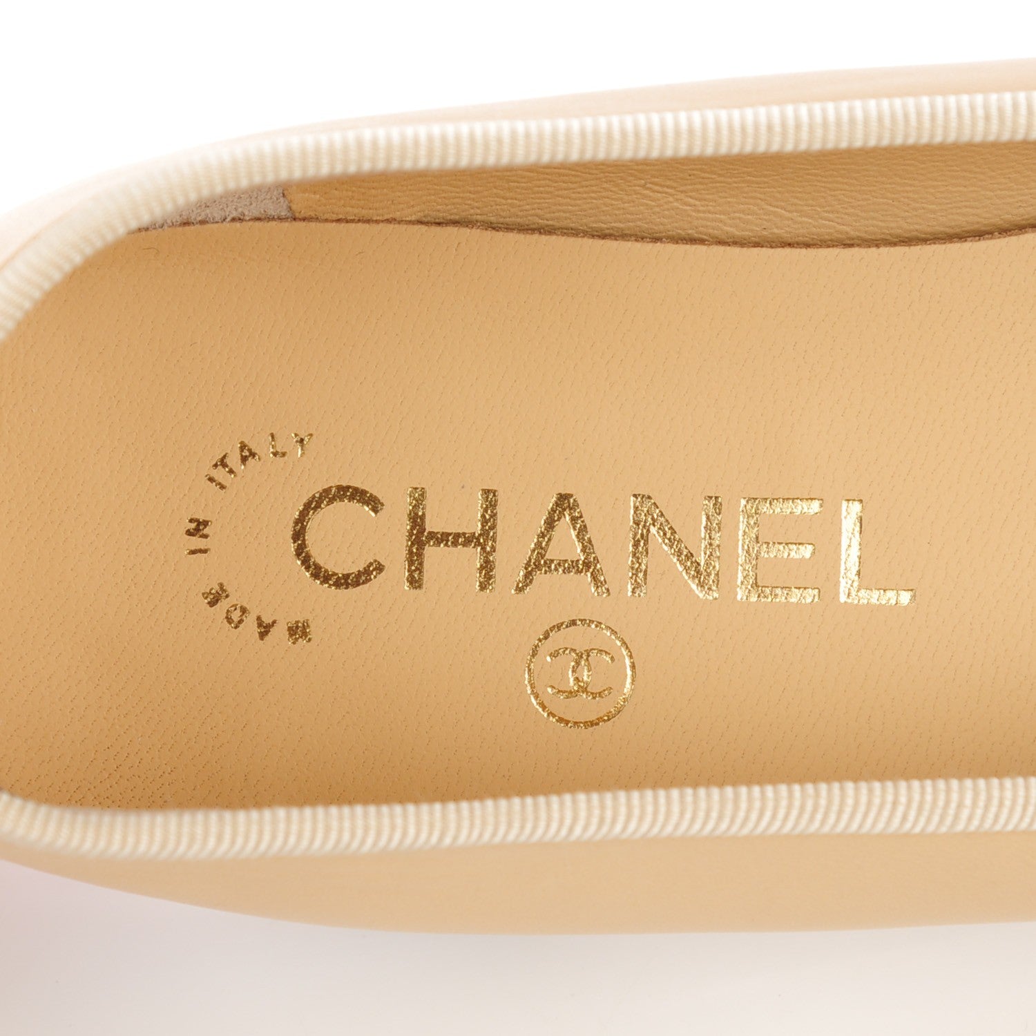 Chanel Lambskin Cap Toe CC Ballerina Flats 36.5 Beige Black 8 of 9