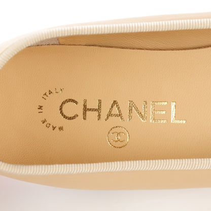 Chanel Lambskin Cap Toe CC Ballerina Flats 36.5 Beige Black 8 of 9