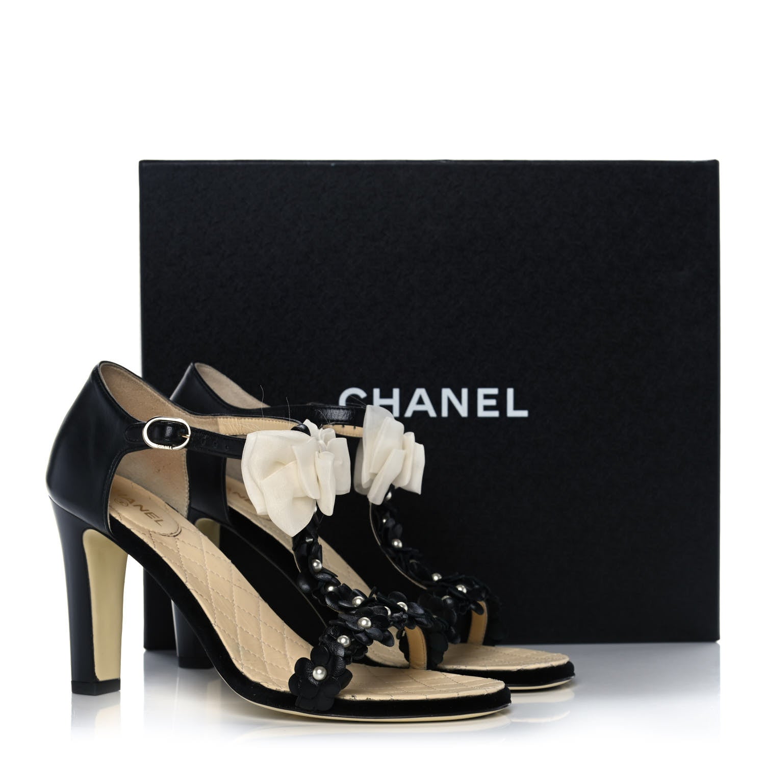 Chanel Camellia Bow Sandals 38.5 Black 11 of 11