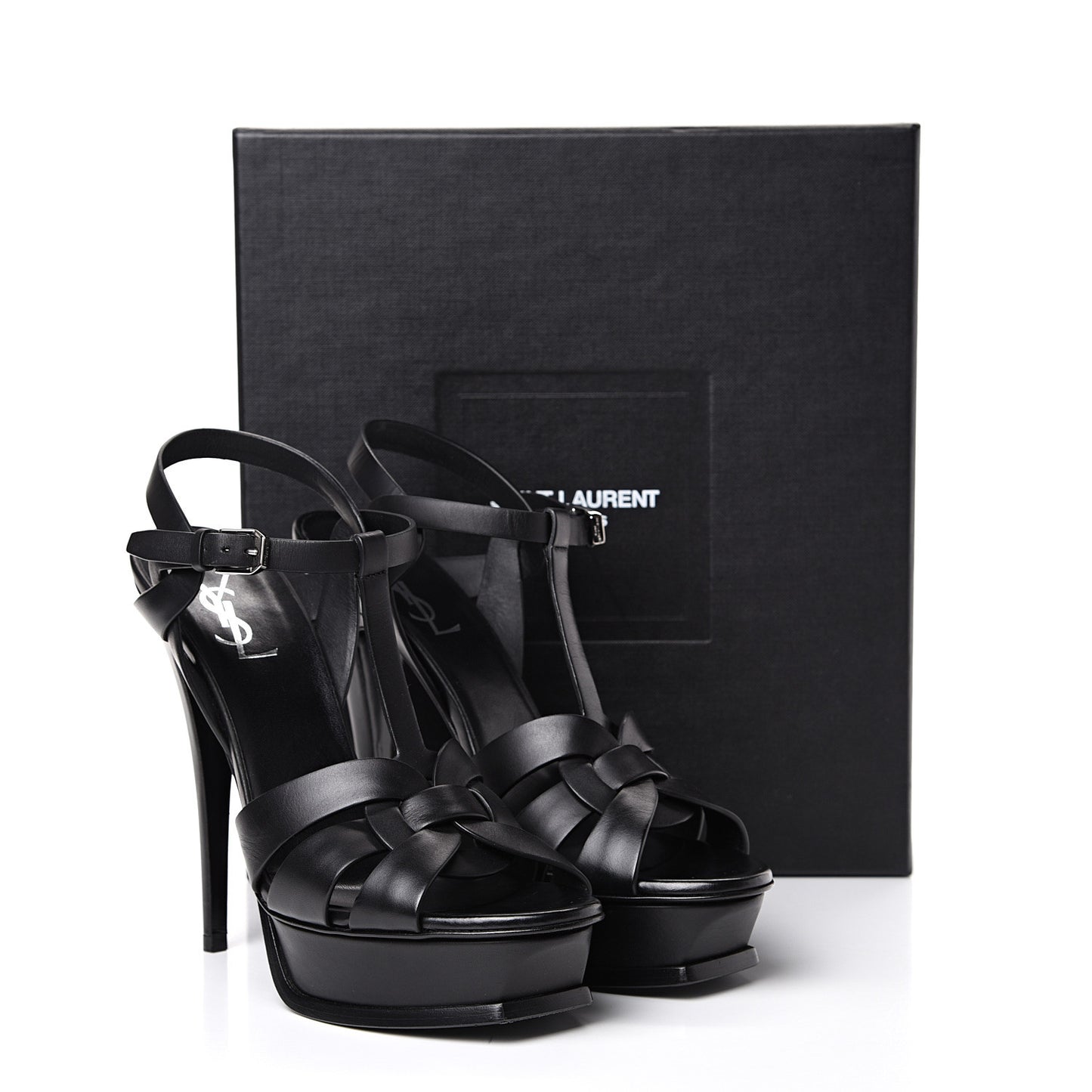 Calfskin Tribute 105 Platform Sandals 40 Black