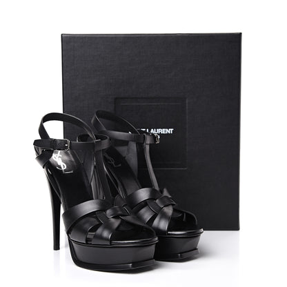 Saint Laurent Calfskin Tribute 105 Platform Sandals 40 Black 11 of 11
