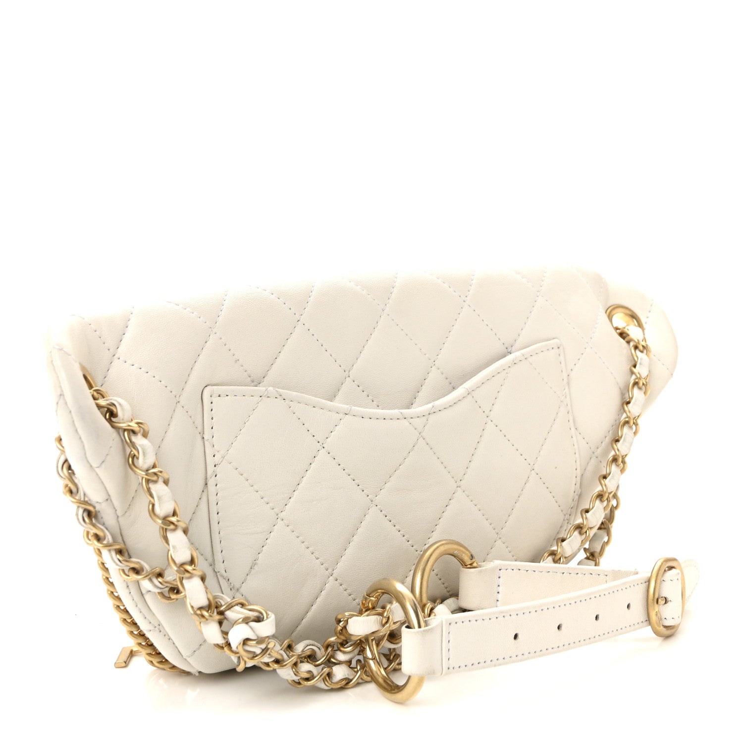 Chanel Lambskin Quilted All About Chains Waist Belt Bag White 3 of 10
