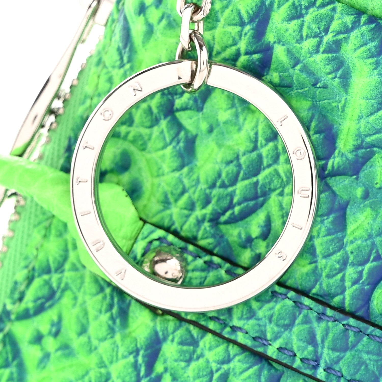 Louis Vuitton Taurillon Illusion Mini Keepall Earphones Pouch Bleu Vert 3 of 4