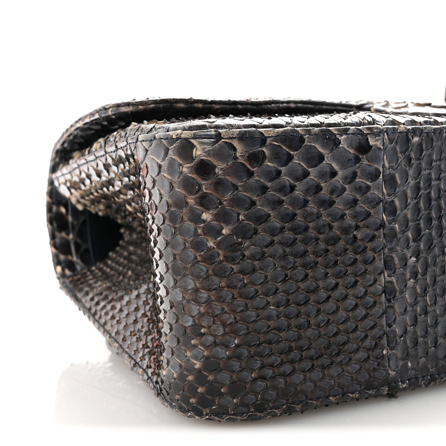Chanel Metallic Snakeskin Jumbo Double Flap Blue 1878801
