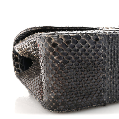 Chanel Metallic Snakeskin Jumbo Double Flap Blue 9 of 10