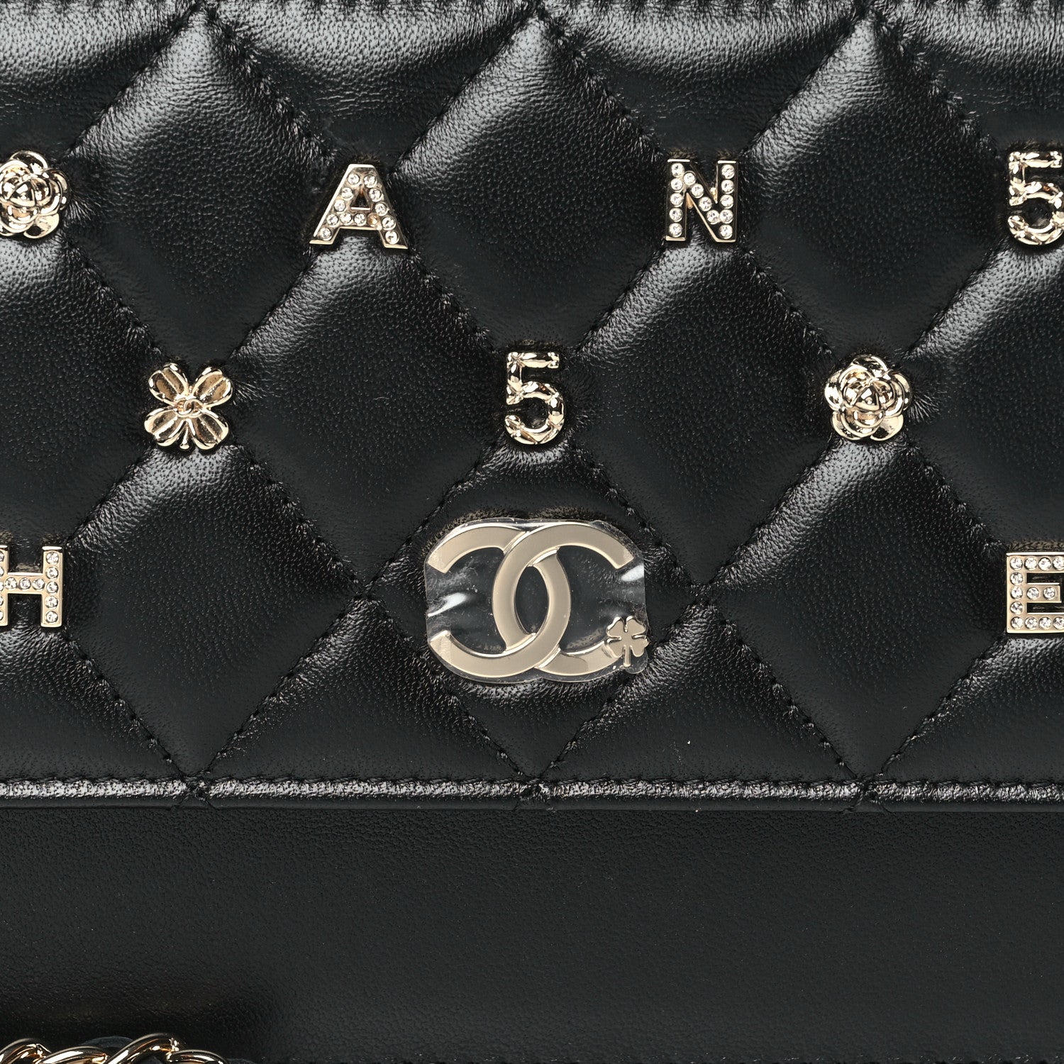 Chanel Lambskin Quilted All About Chanel Charm Wristlet Wallet Black 7 of 9