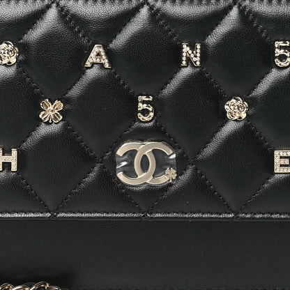 Chanel Lambskin Quilted All About Chanel Charm Wristlet Wallet Black 7 of 9