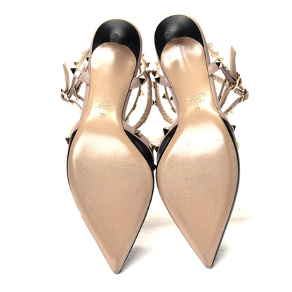 Valentino Garavani Calfskin Nappa Rockstud Ankle Strap 65mm Pumps 39 Black Poudre 4 of 4