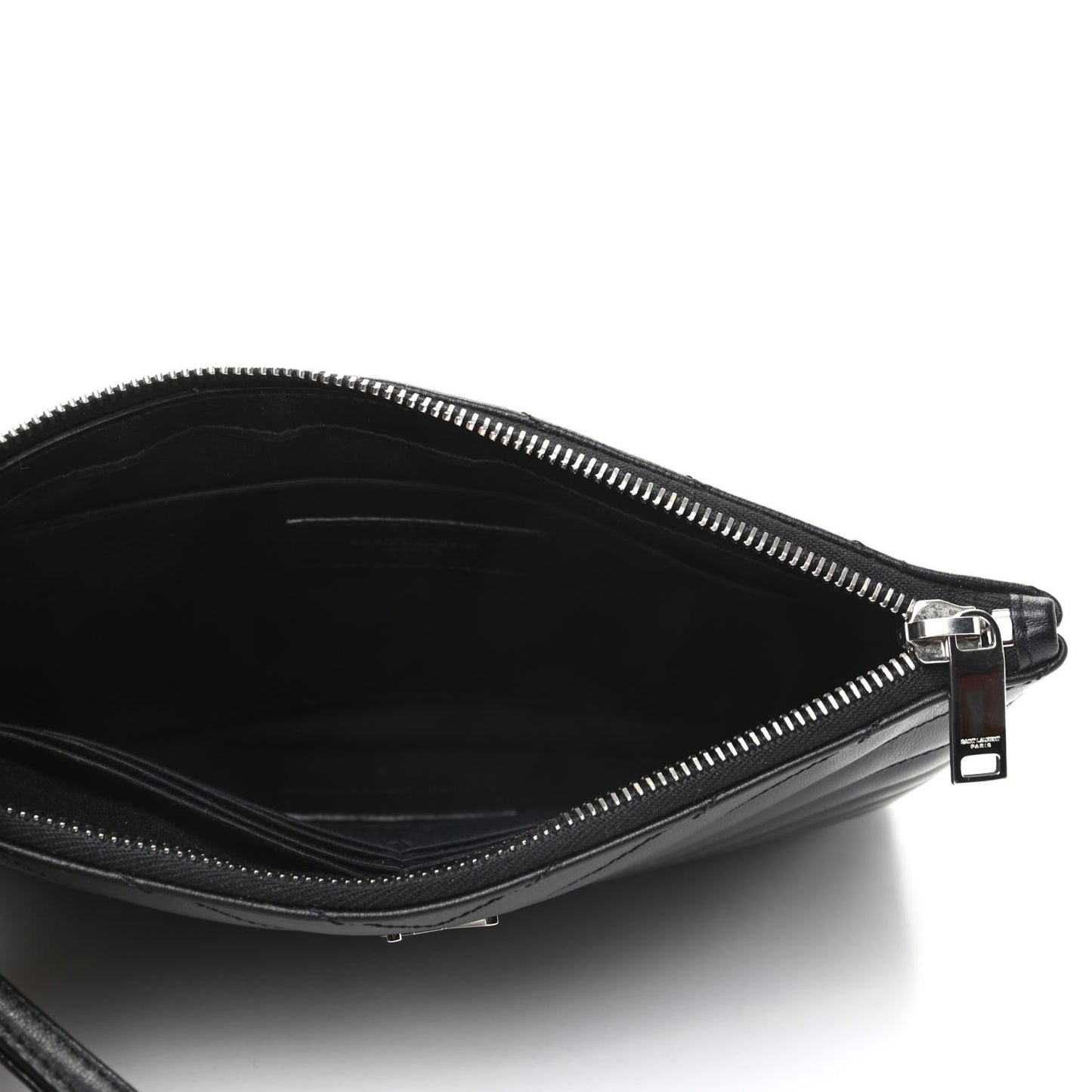 Calfskin Matelasse Chevron Monogram A5 Wristlet Black