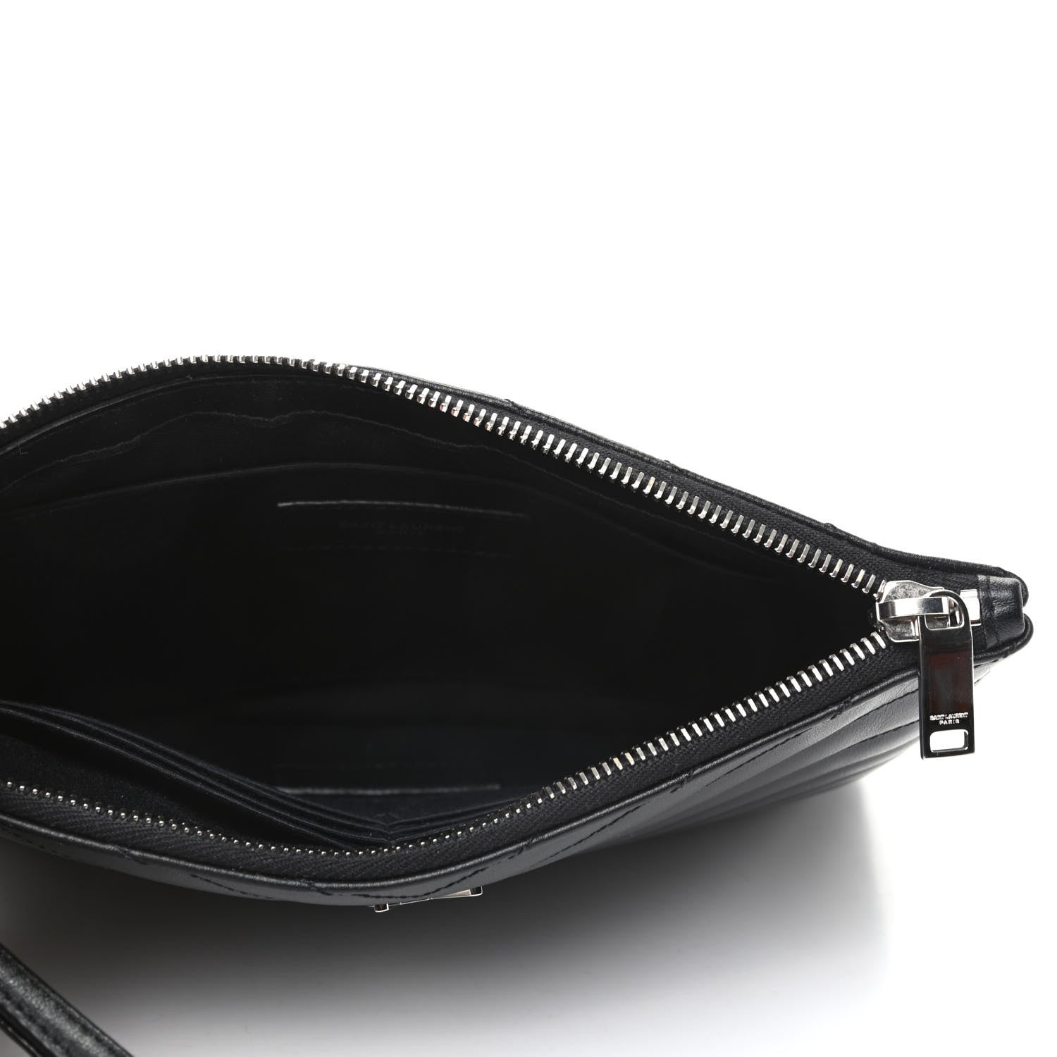 Saint Laurent Calfskin Matelasse Chevron Monogram A5 Wristlet Black 5 of 8