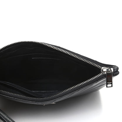 Saint Laurent Calfskin Matelasse Chevron Monogram A5 Wristlet Black 5 of 8