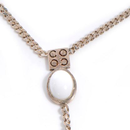 Chanel Sterling Silver Camellia Drop Necklace White 5 of 6