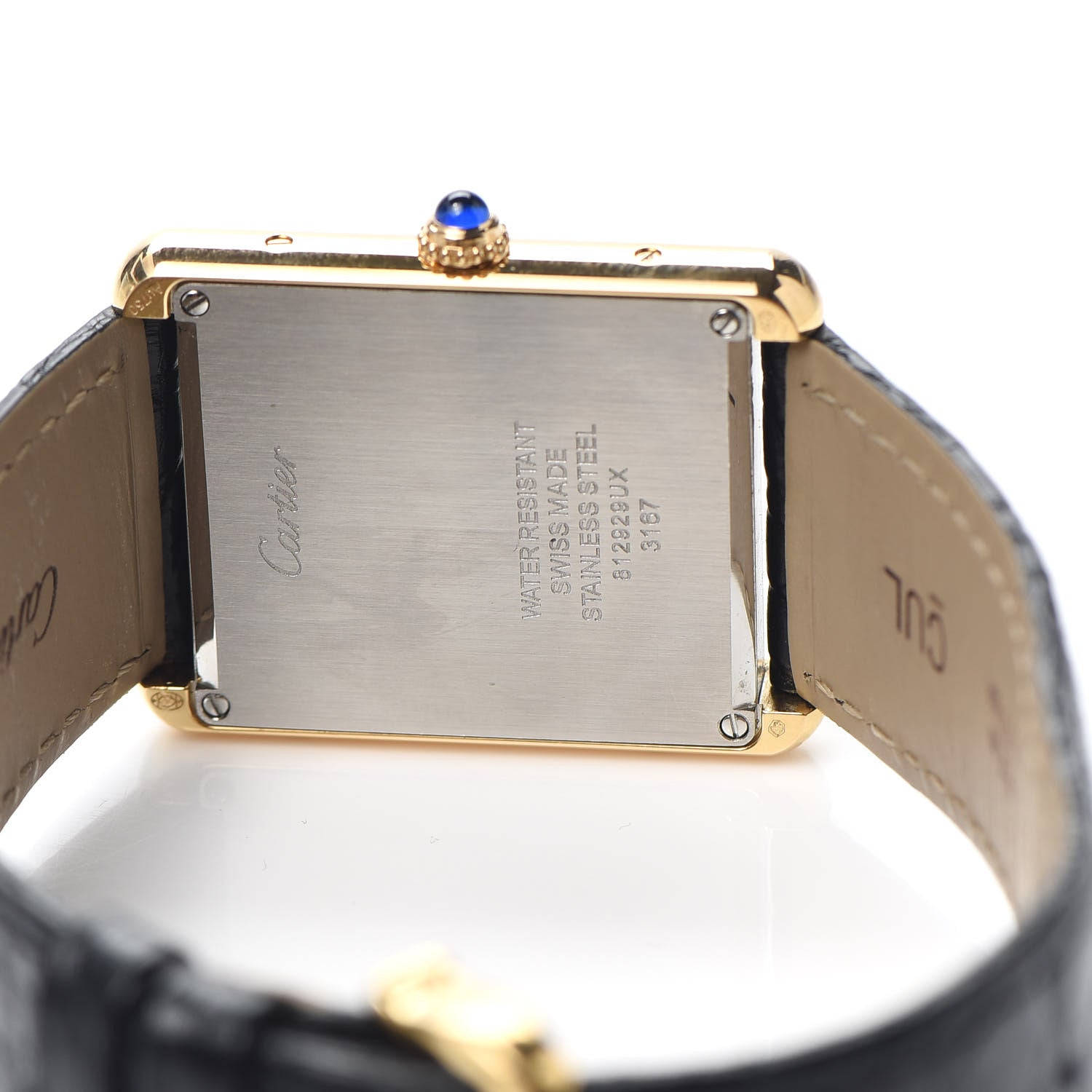 Cartier Stainless Steel 18K Yellow Gold Alligator 27mm Tank Solo Quartz Watch 4 of 4