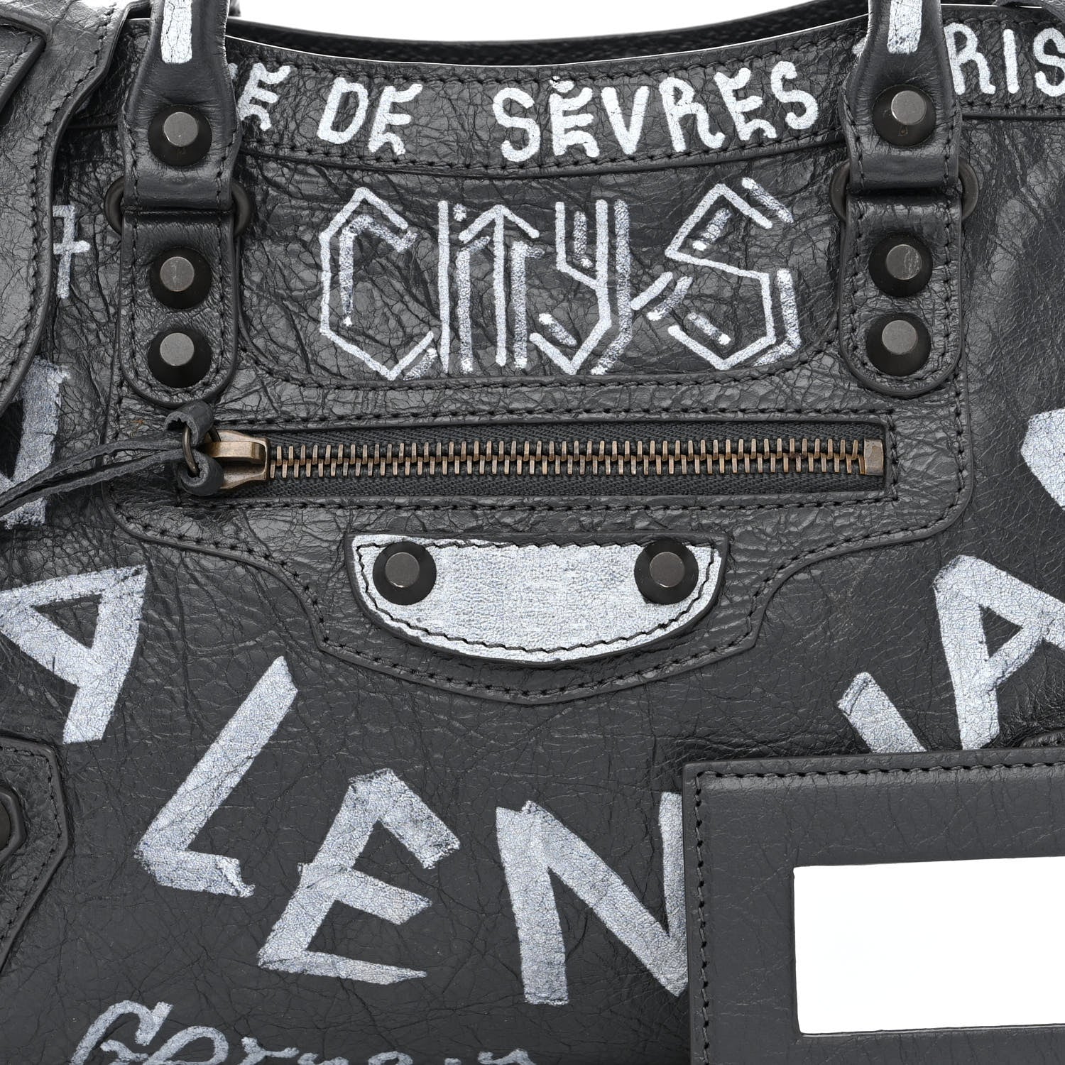 Balenciaga Agneau Arena Graffiti All Over Classic Hardware S City Gris Fossile White 8 of 11