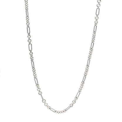 David Yurman Sterling Silver 18K Yellow Gold Figaro Chain Link Necklace 1 of 4
