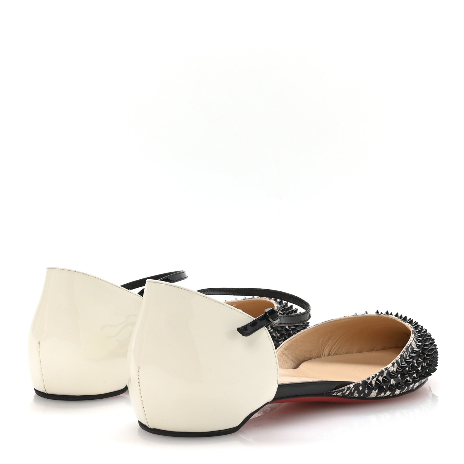 Christian Louboutin Watersnake Shiny Patent Baila Spike Flats 41.5 Black 9 of 16