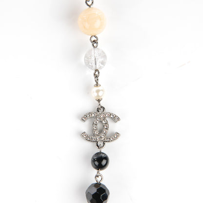 Chanel Pearl Crystal CC Beaded Long Necklace 4 of 7
