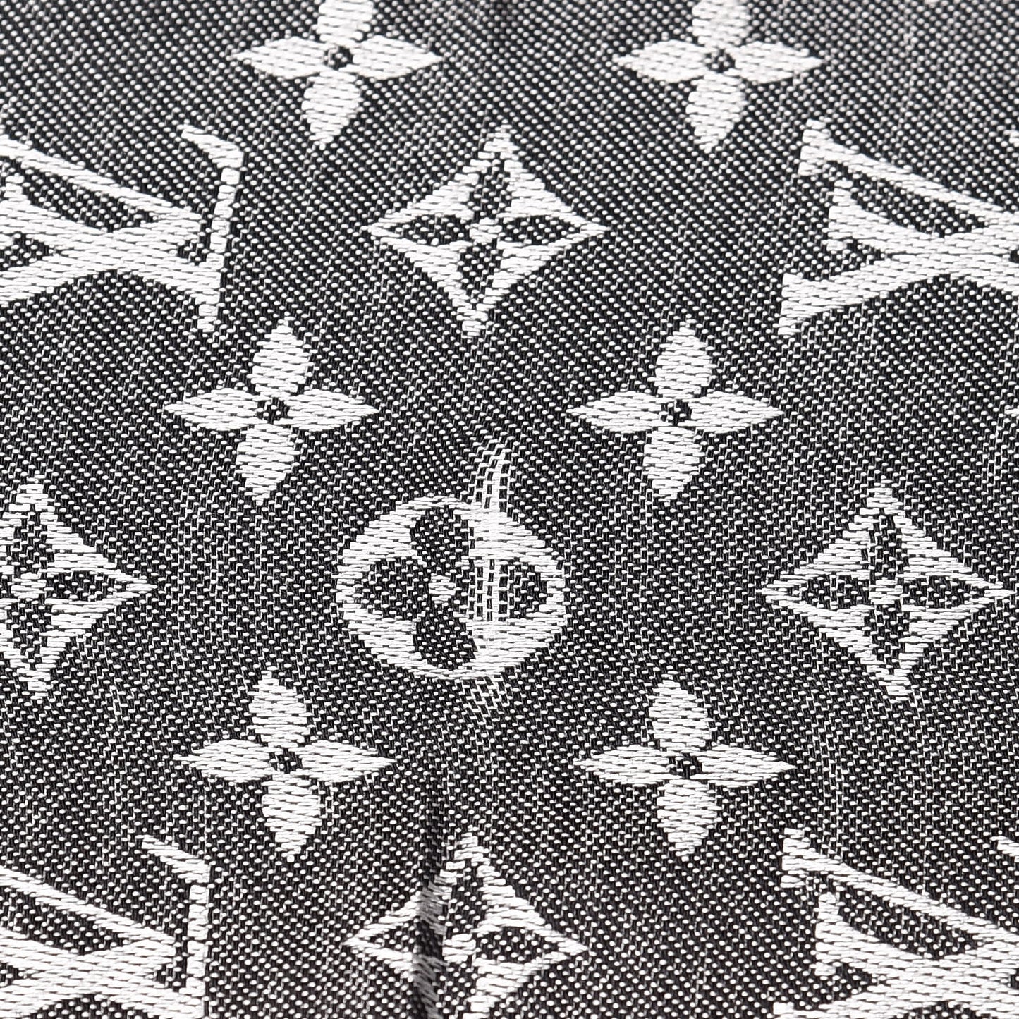 Wool Silk Monogram Denim Shawl Black