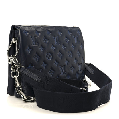 Louis Vuitton Lambskin Embossed Monogram Coussin PM Navy 3 of 11