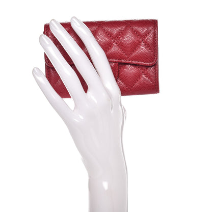 Chanel Caviar Quilted Flap Card Holder Dark Red 2 of 9