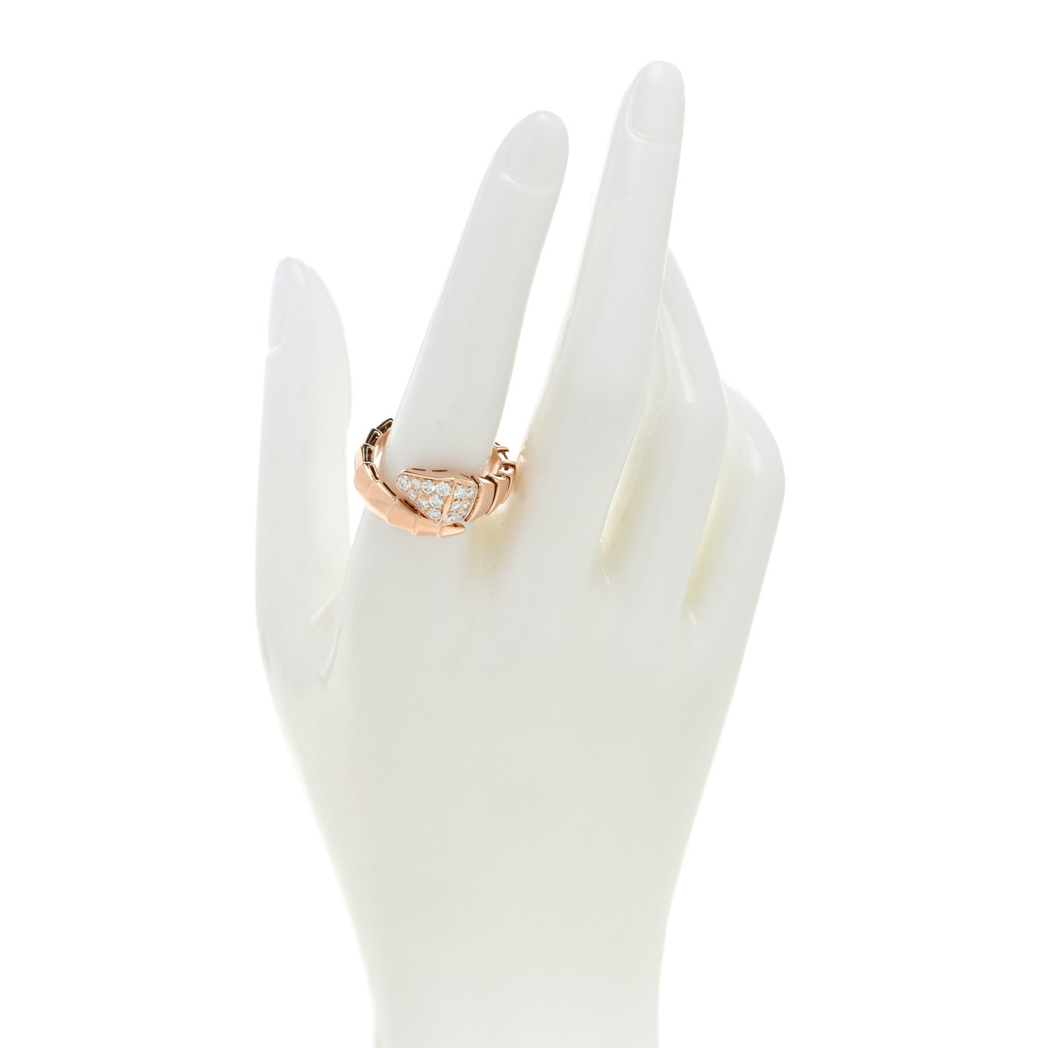 Bulgari 18K Rose Gold Diamond Serpenti Viper Ring XL 2 of 4