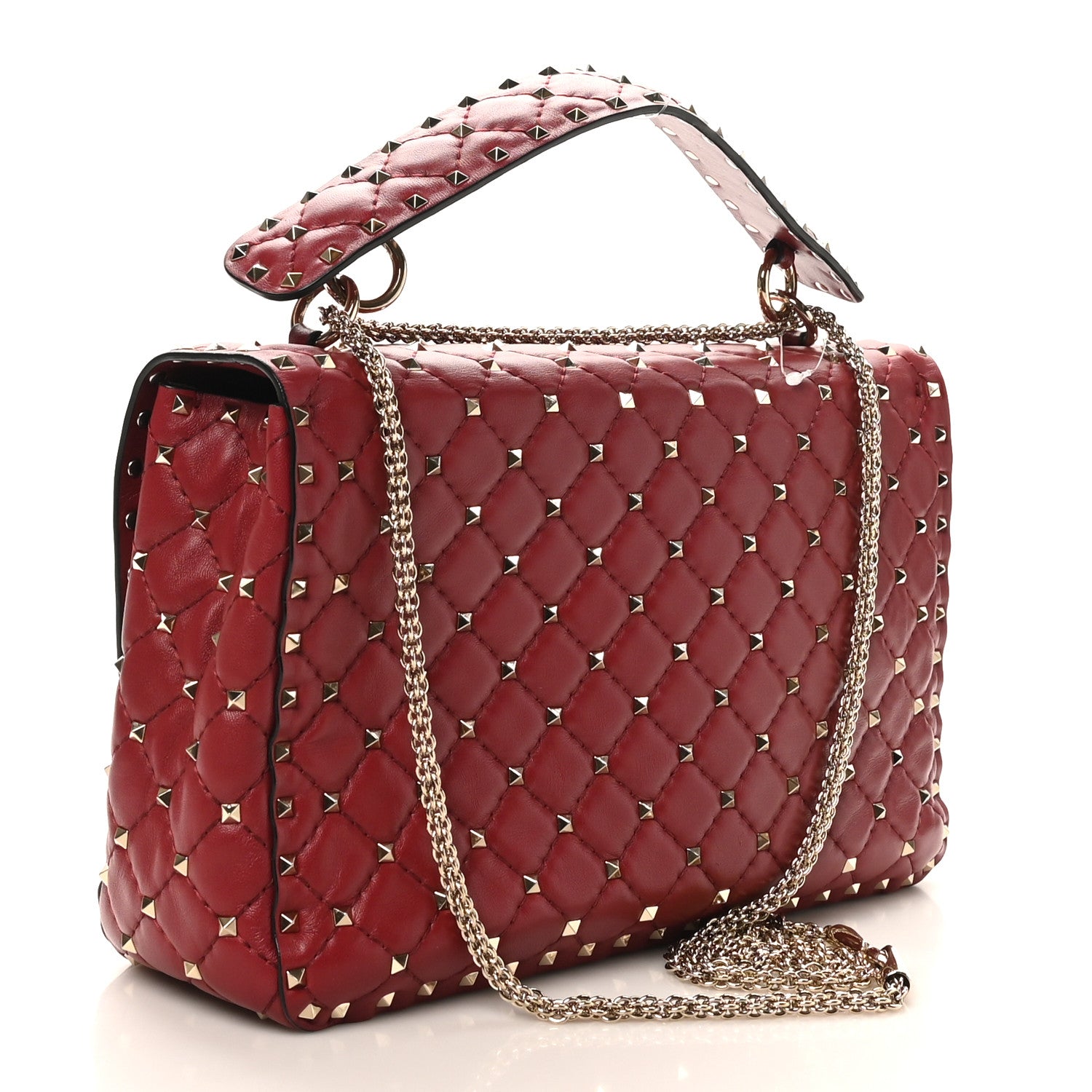 Valentino Garavani Nappa Large Rockstud Spike Shoulder Bag Rubino 3 of 9