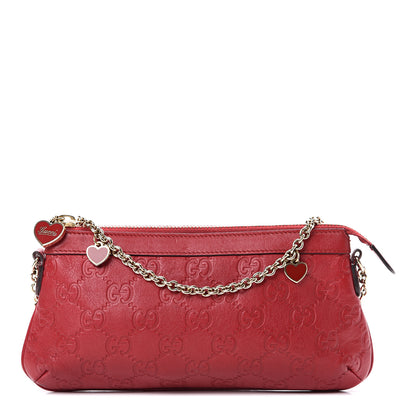 Gucci Guccissima Heart Chain Pochette Red 1 of 9
