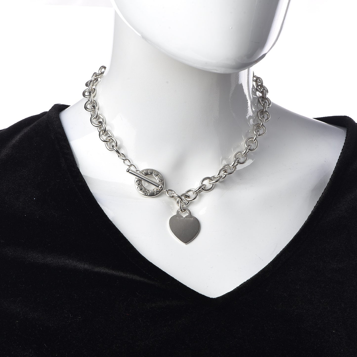 Sterling Silver Heart Tag Toggle Necklace