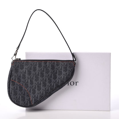 Christian Dior Denim Monogram Mini Saddle Pochette Navy 8 of 8