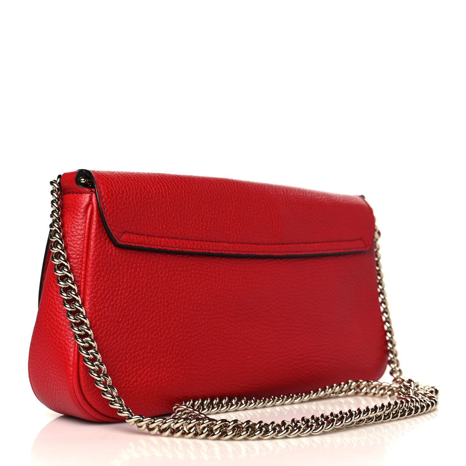 Gucci Pebbled Calfskin Medium Soho Flap Crossbody Vibrant Red 3 of 9