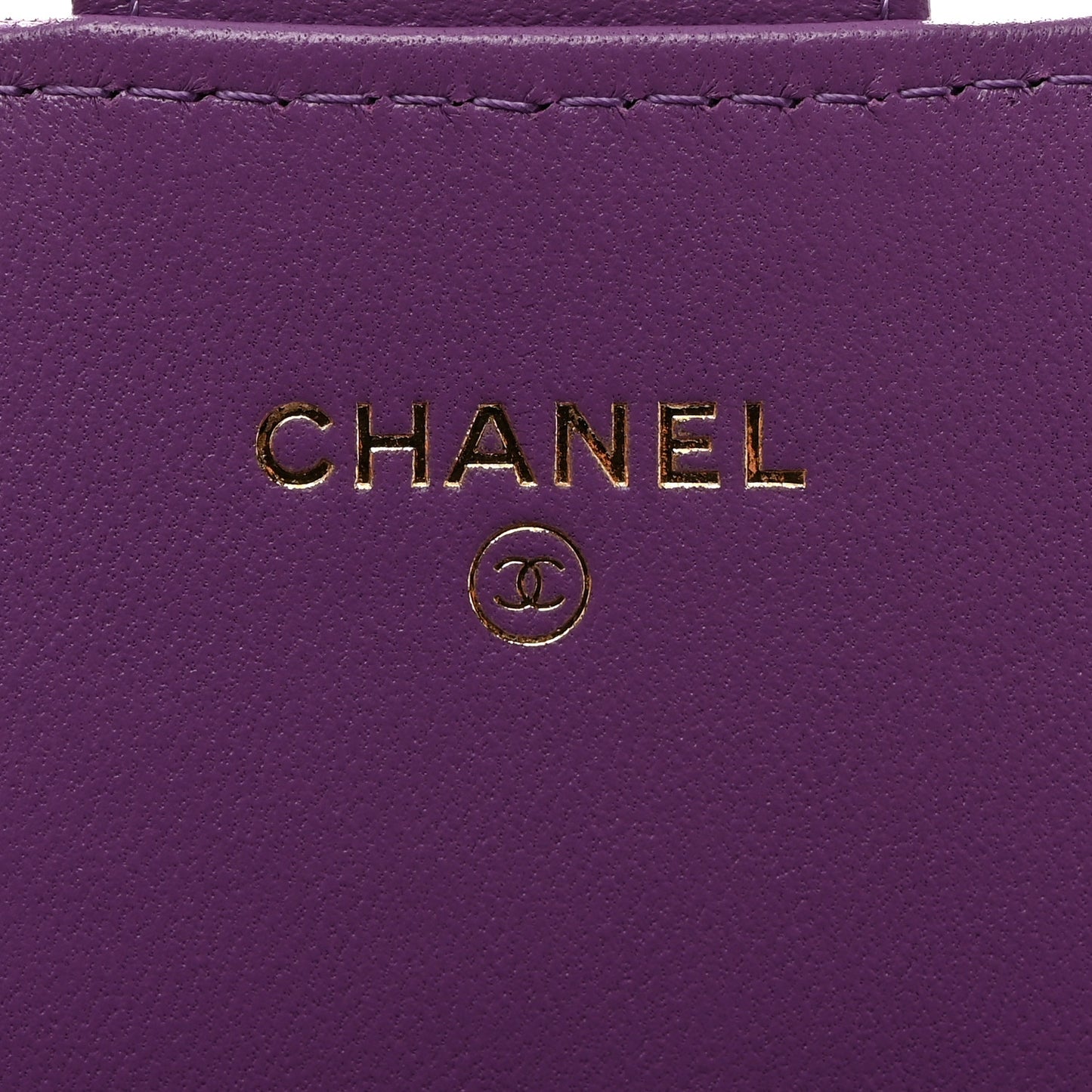 Lambskin Quilted Large Flap Wallet Purple
