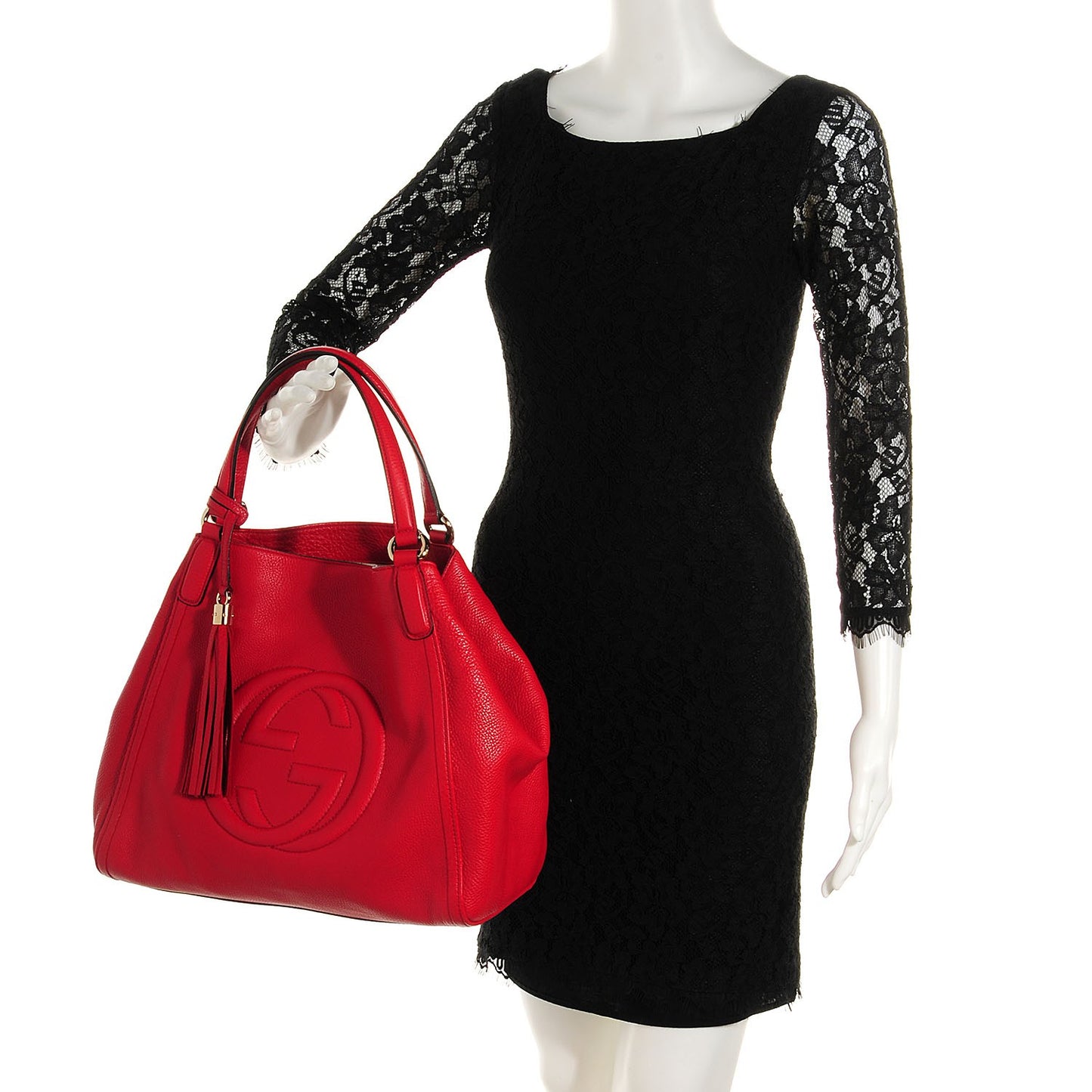 Pebbled Calfskin Medium Soho Shoulder Bag Red