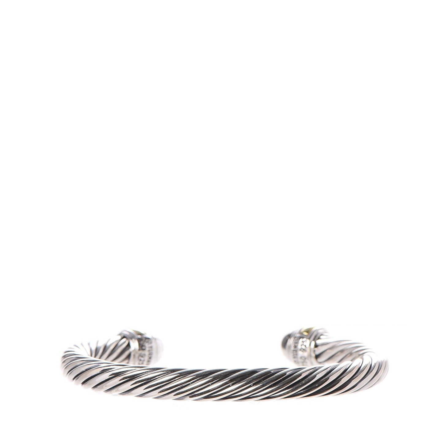 Sterling Silver 18K Yellow Gold Diamond Pave 7mm Cable Classics Bracelet