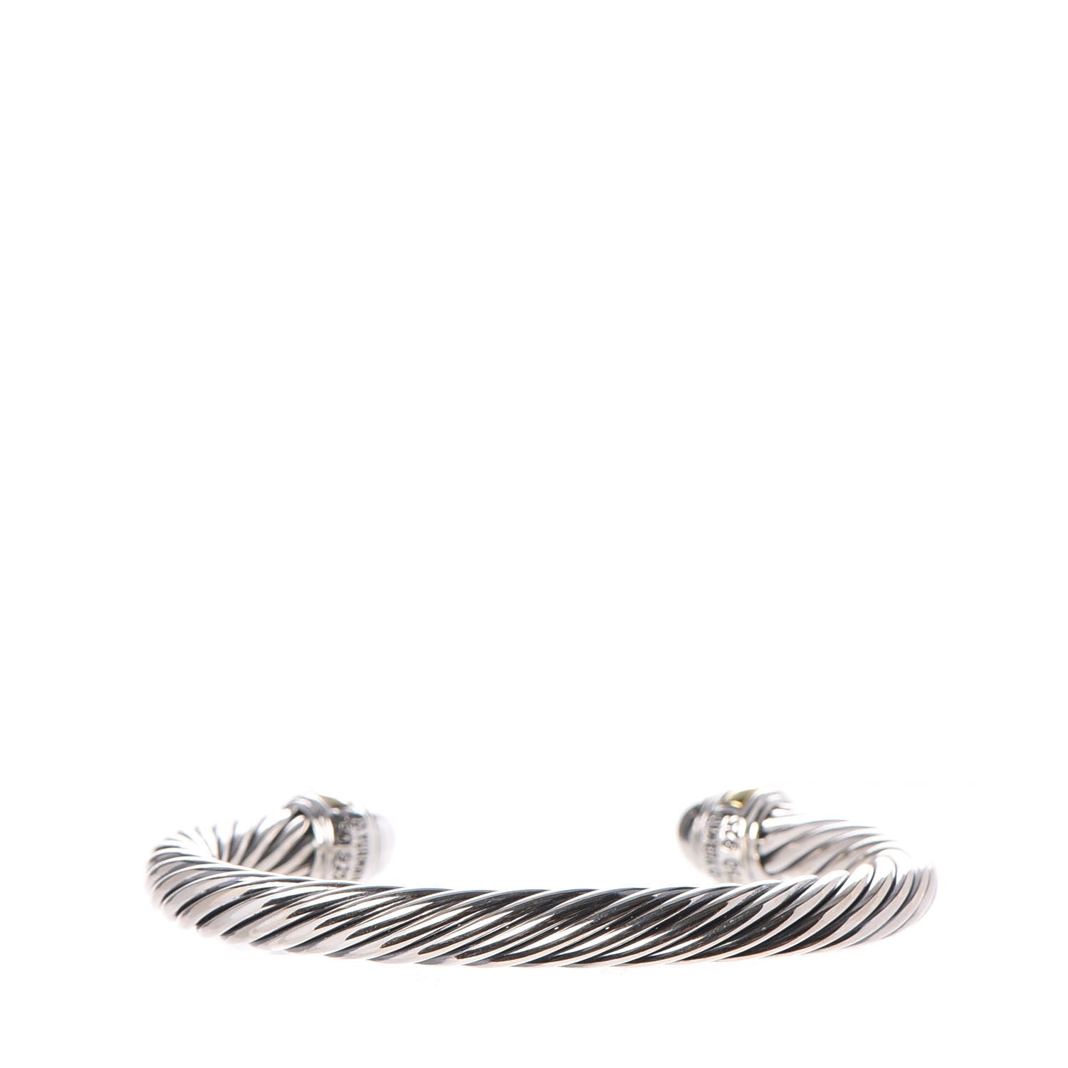 David Yurman Sterling Silver 18K Yellow Gold Diamond Pave 7mm Cable Classics Bracelet 3 of 5