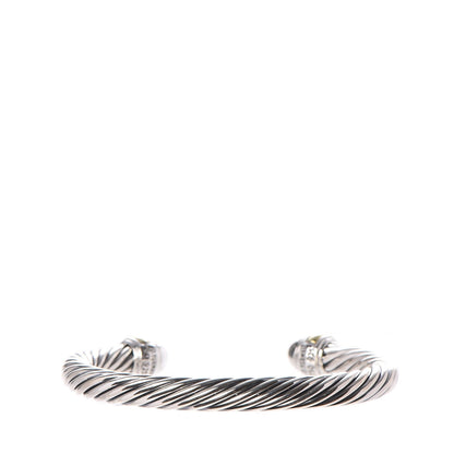 David Yurman Sterling Silver 18K Yellow Gold Diamond Pave 7mm Cable Classics Bracelet 3 of 5