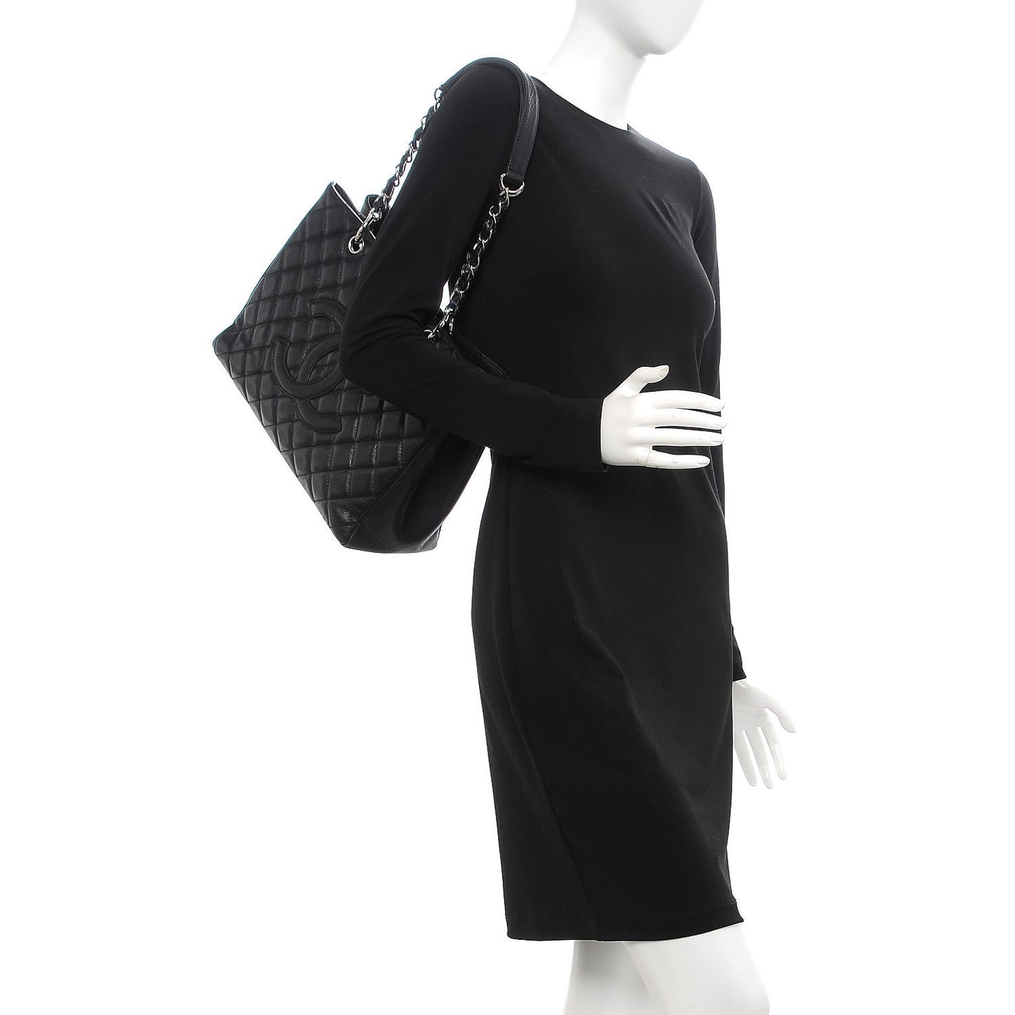 Caviar Quilted Grand Shopping Tote GST Black