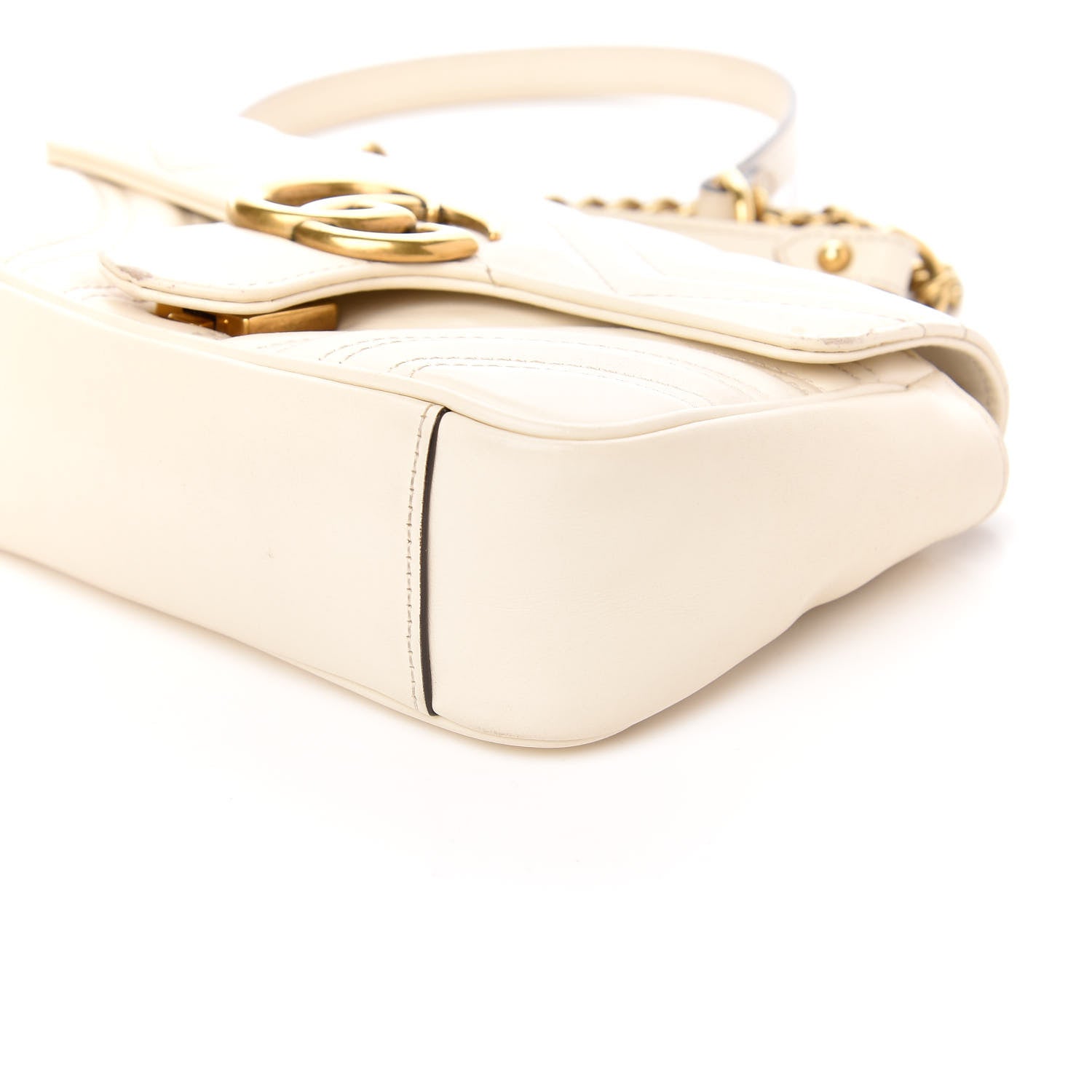 Gucci Calfskin Matelasse Mini GG Marmont Shoulder Bag White 12 of 14
