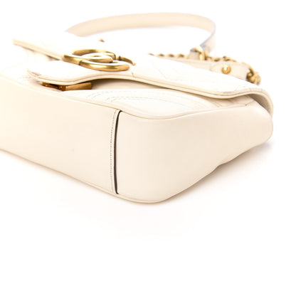 Gucci Calfskin Matelasse Mini GG Marmont Shoulder Bag White 12 of 14