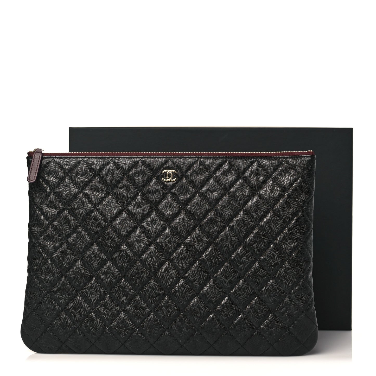 Caviar Quilted Large Cosmetic Case Black