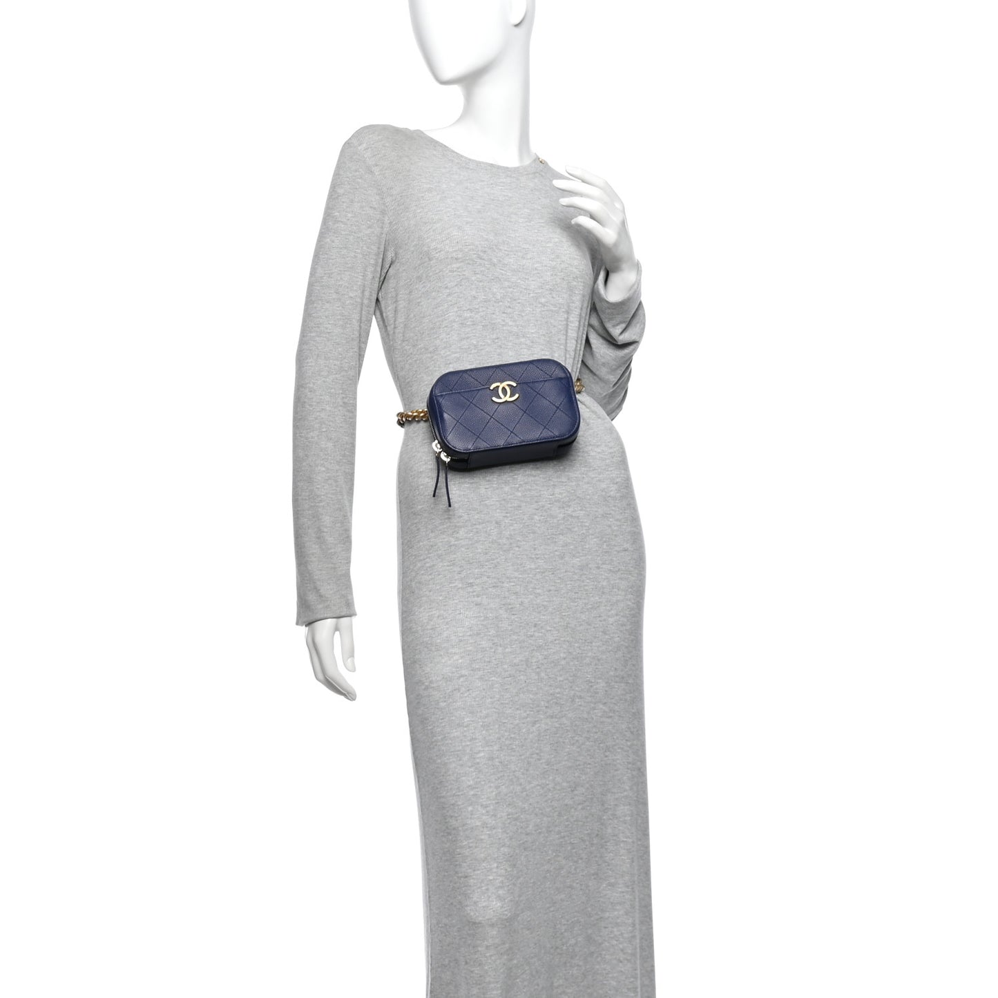 Caviar Quilted Waist Bag Navy Blue