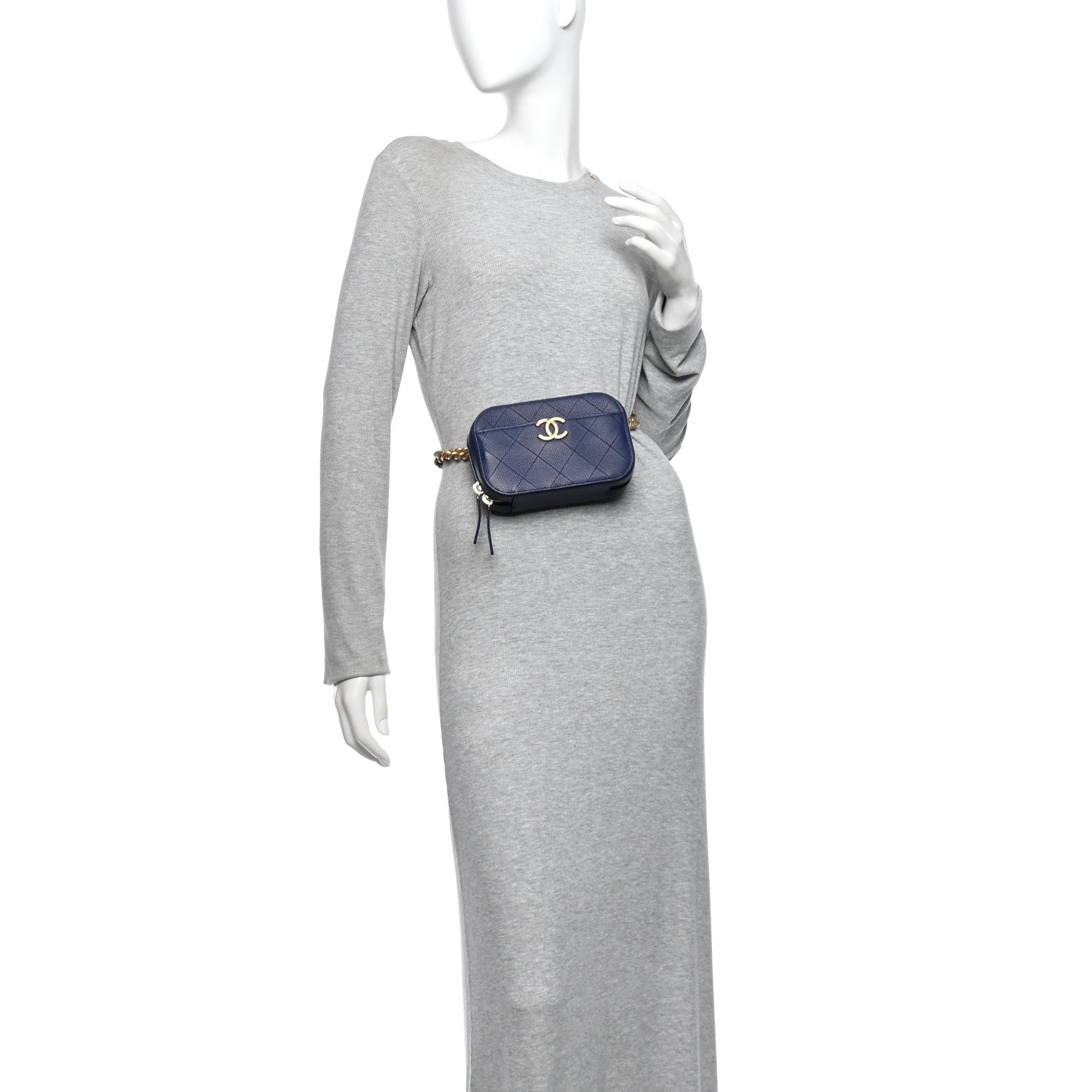 Chanel Caviar Quilted Waist Bag Navy Blue 2 of 10