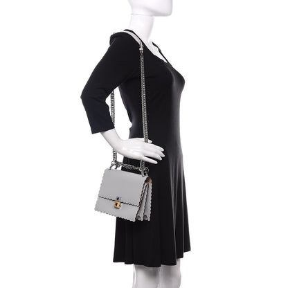 Fendi Vitello Liberty Scalloped Studded Small Kan I Shoulder Bag Grigio Perla 2 of 9