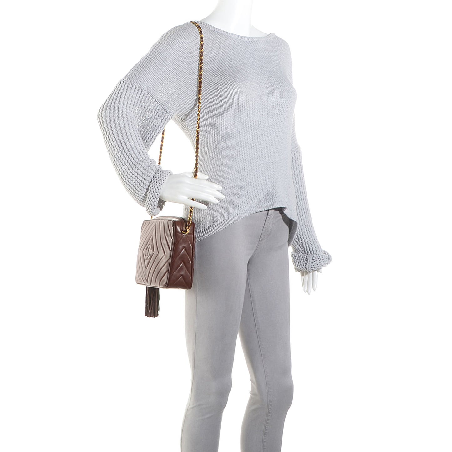 Lambskin Tassel Camera Case Brown