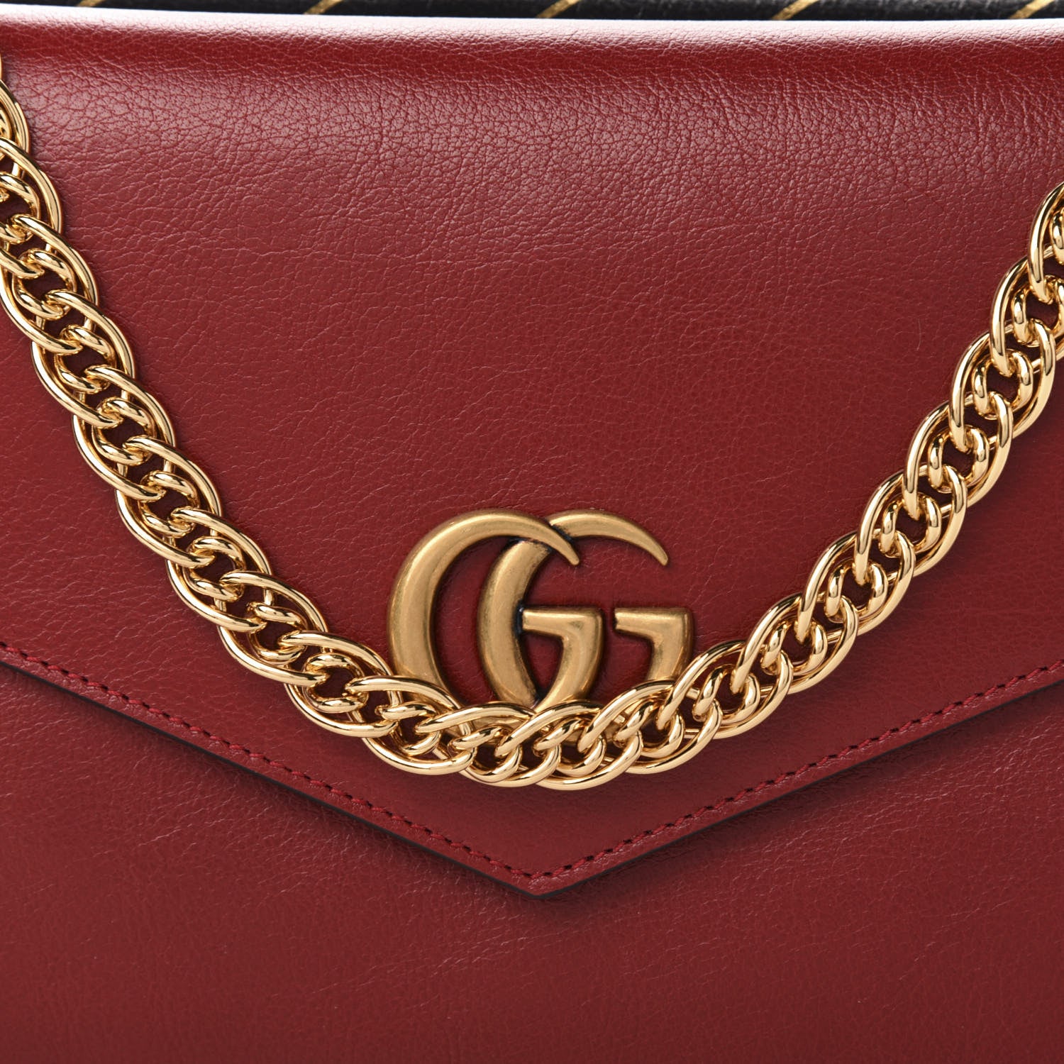 Gucci Calfskin Diagonal GG Medium Thiara Double Envelope Shoulder Bag Black Red 12 of 12